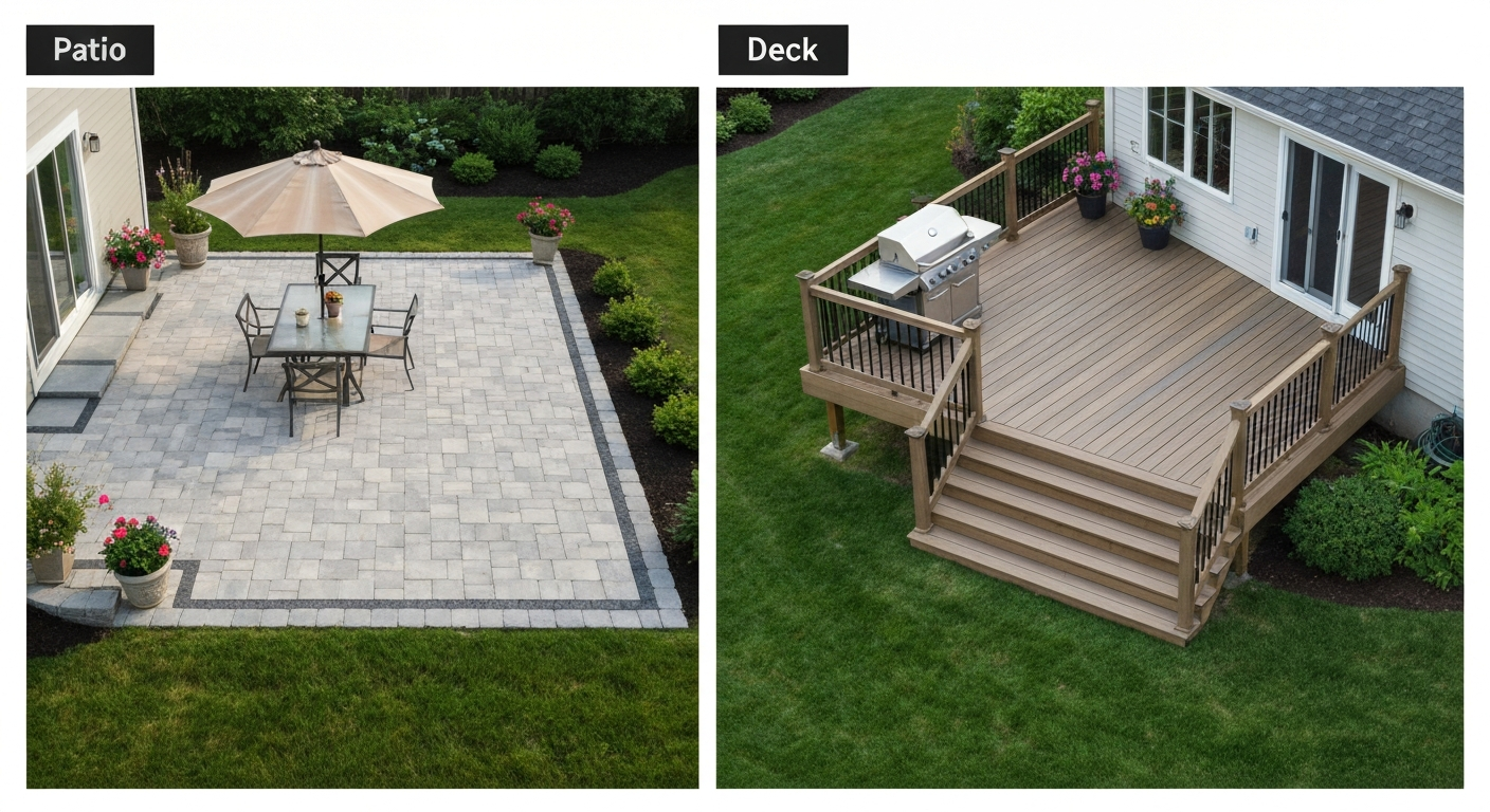 Backyard Patio vs Deck: Costs, Pros, DIY & ROI Guide
