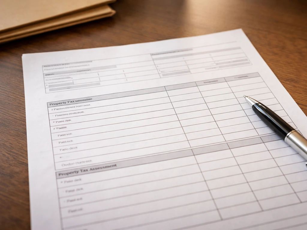Close-up of a property tax assessment sheet with highlighted patio/deck improvement categories
