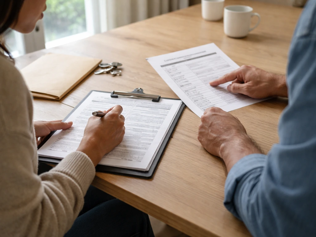 Homeowner at a kitchen table reviewing permit paperwork and assessor guidance to avoid surprise tax bills